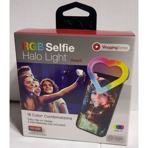 RGB SELFIE HALO HEART CLIP ON LIGHT by  ON AIR,NEW IN SEALED BOX